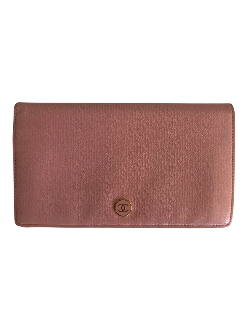 CHANEL Vintage Coco Button Yen Long Wallet – Dusty Pink Caviar Leather